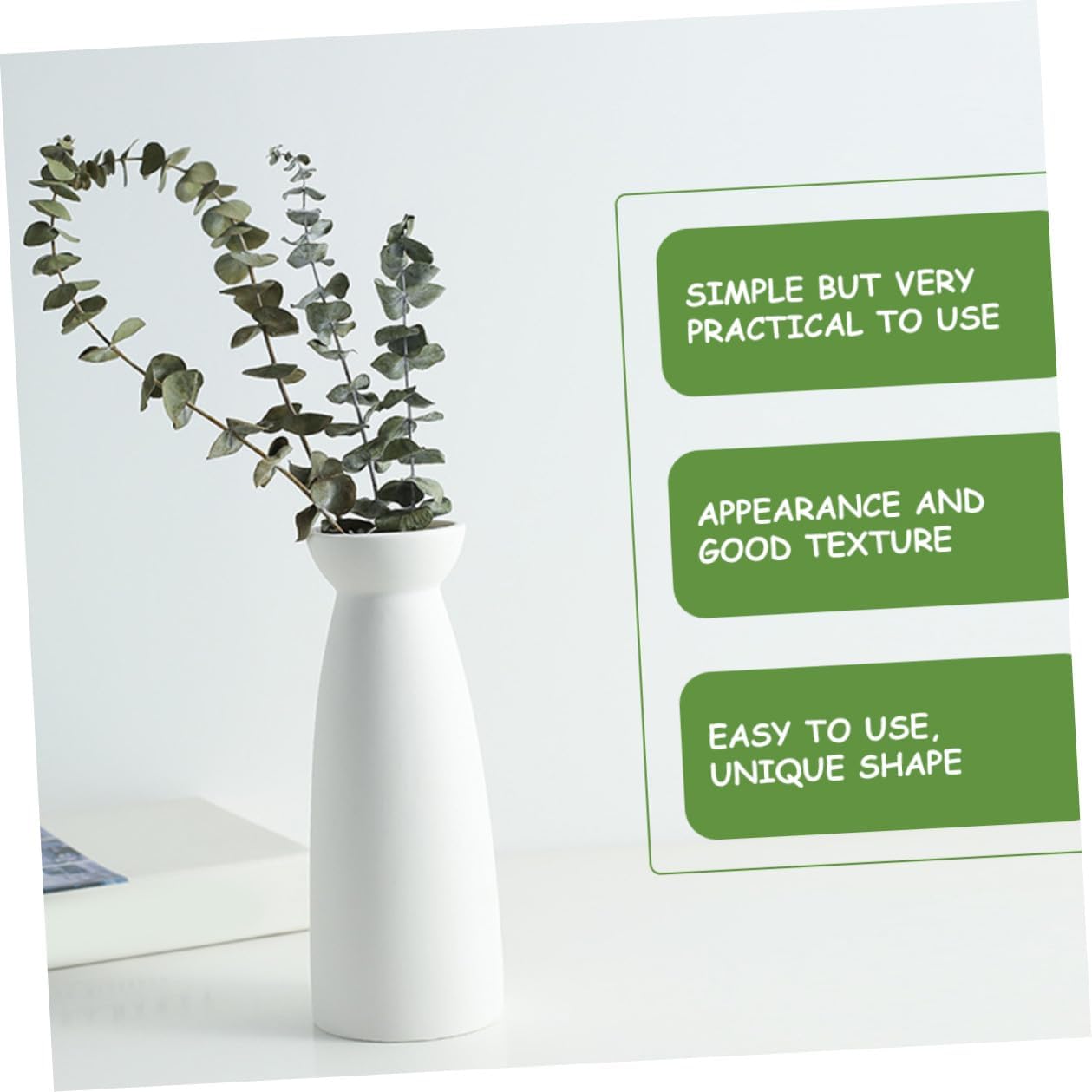 PRETYZOOM White Ceramic Mini Flower Vase Medium Size Hydroponic Pot Home Décor Planter for Dried Flowers Tabletop Ornament