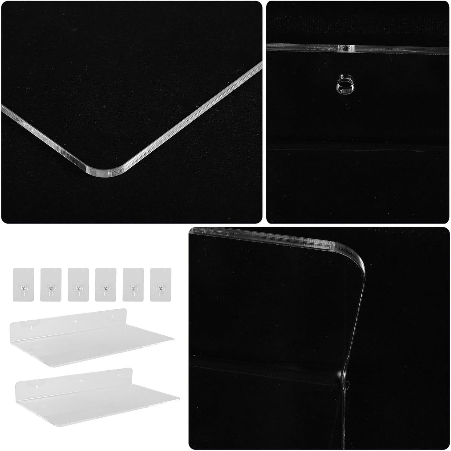 Milisten 2pcs Acrylic Wall Planter Shelf with Suction Cup, L-Shaped 30