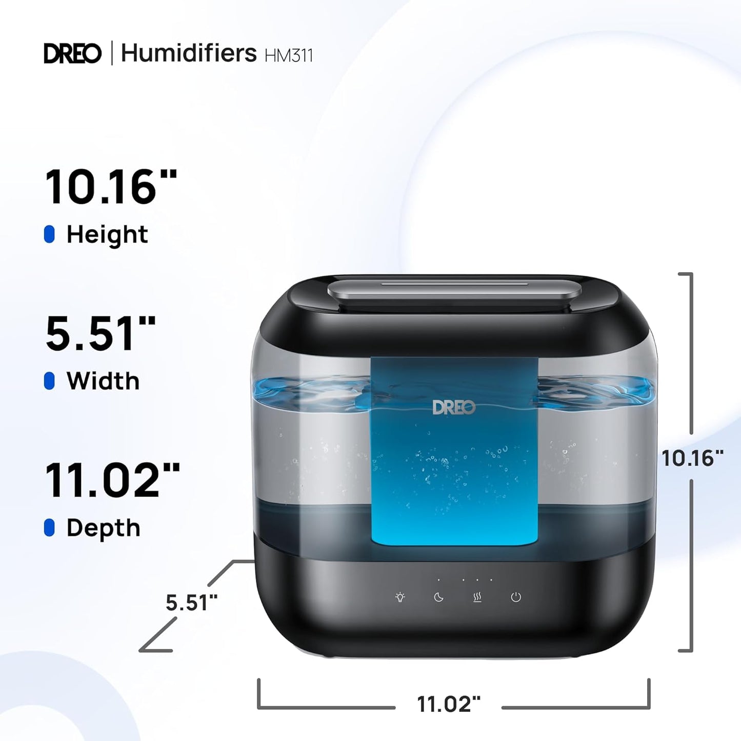 Dreo Humidifiers for Bedroom, 4L Top Fill for Large Room, 36H Runtime,