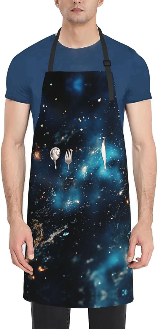 Galaxy Sky print Waterproof apron with pocket adjustable cooking apron for adult kitchen bibs to bake