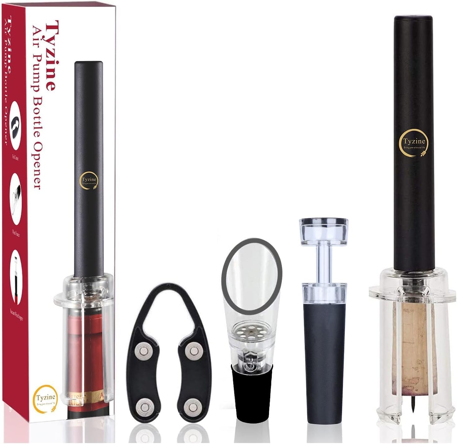 Air Pressure Pump Bottle Opener With Foil Cutter,Aerator Pourer,Vacuum