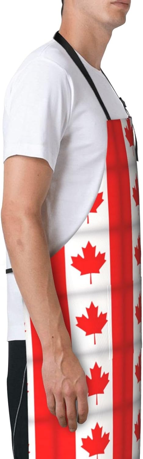 Canadian flag print Waterproof apron with pocket adjustable cooking apron for adult kitchen bibs to bake