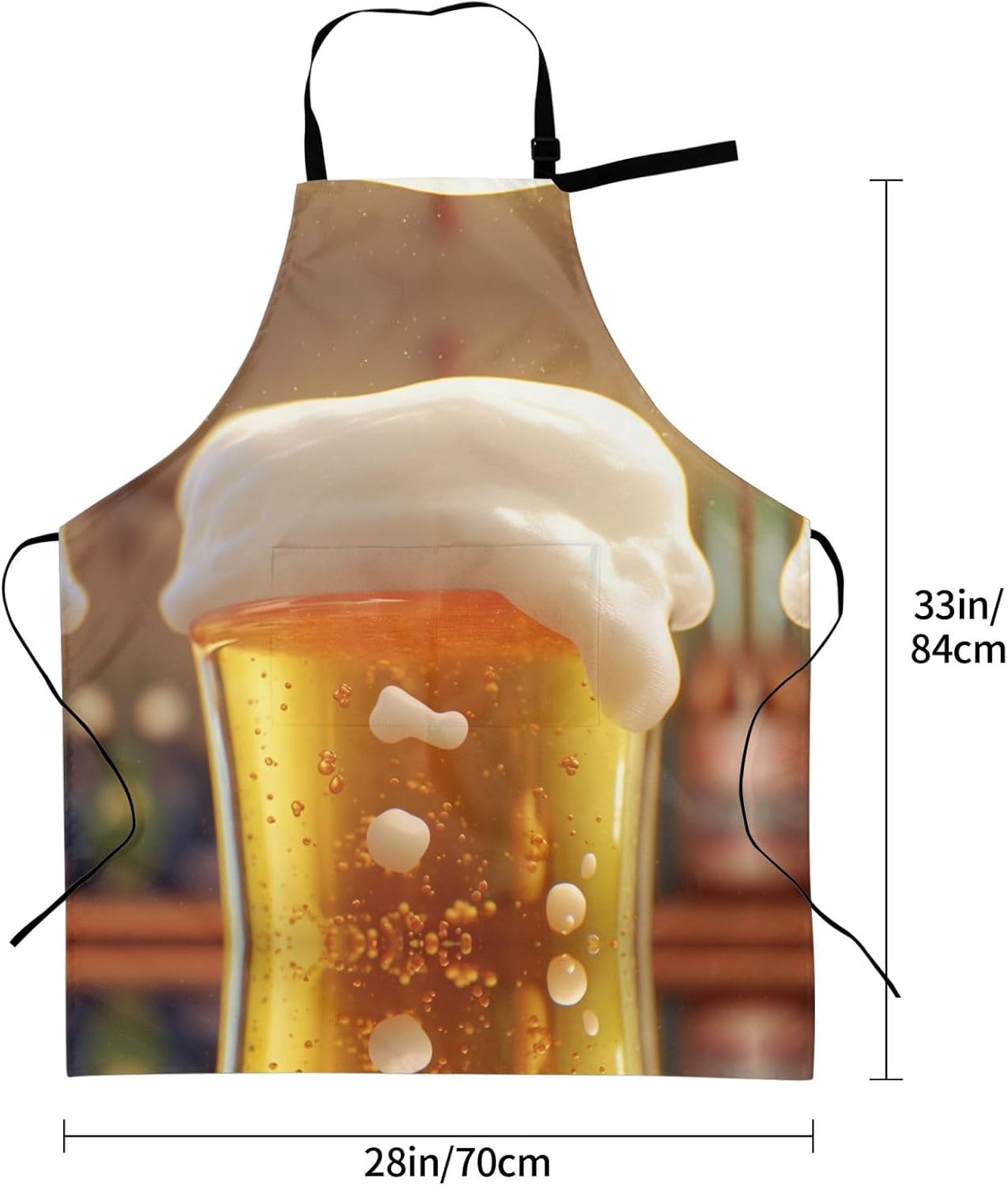 Beer Bubble print Waterproof apron with pocket adjustable cooking apro