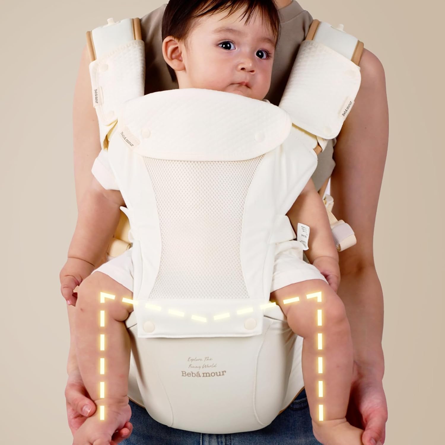 Bebamour Baby Carrier with Hip Seat,All-Position Breathable Mesh Hip S
