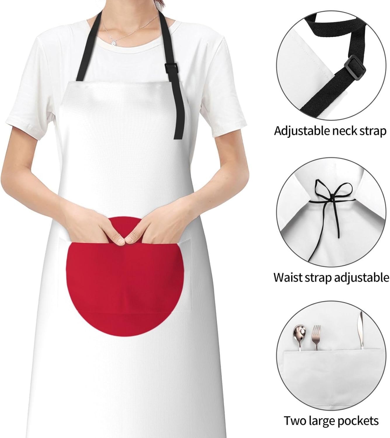 Japanese flag print Waterproof apron with pocket adjustable cooking apron for adult kitchen bibs to bake