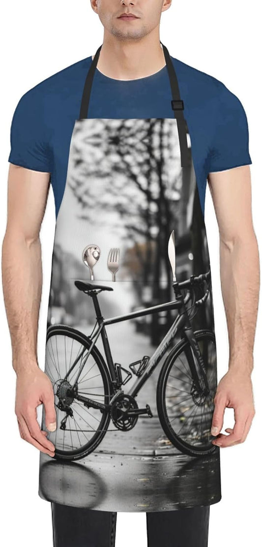 Car and bicycle print Waterproof apron with pocket adjustable cooking apron for adult kitchen bibs to bake