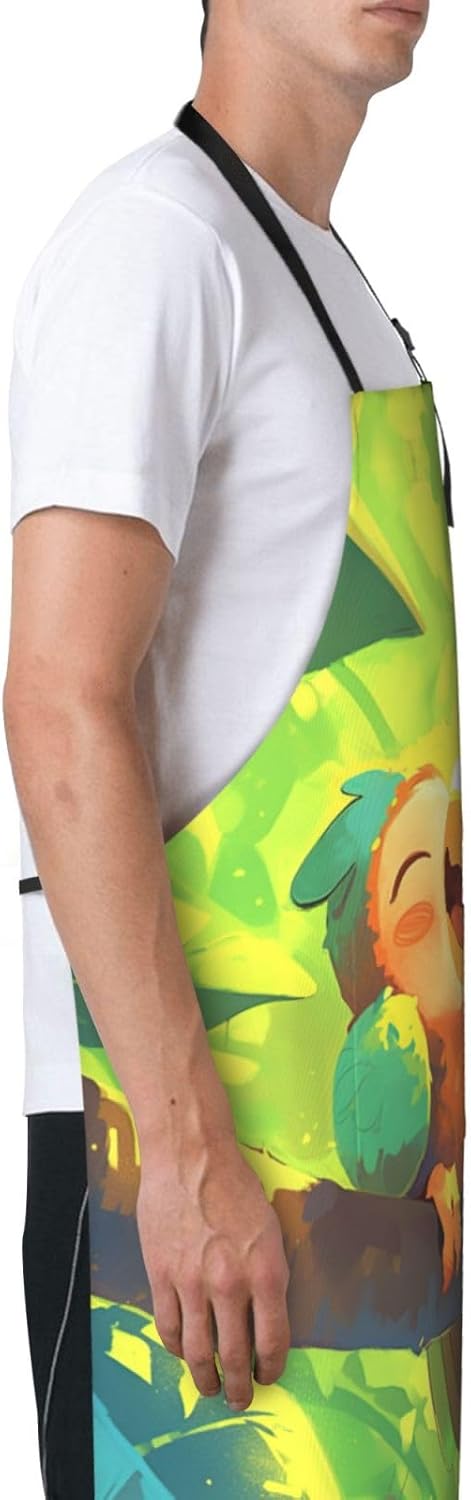 Animal cartoon print Waterproof apron with pocket adjustable cooking apron for adult kitchen bibs to bake