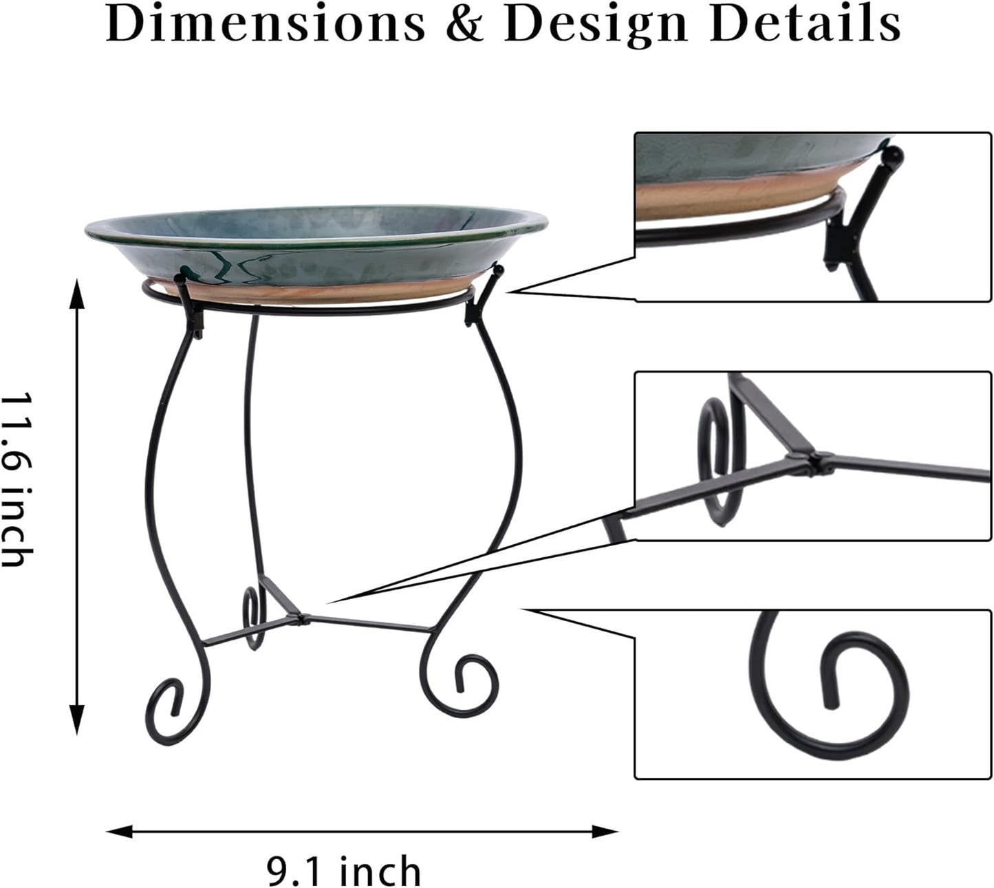 Topadorn Gazing Ball Stand Garden Metal Stand for 10-Inch or 12-Inch Gazing Globes, Black