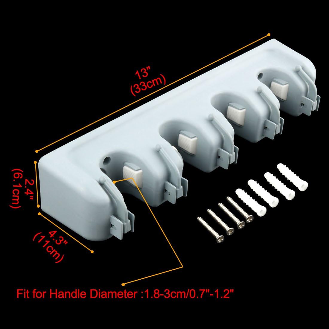 Plastic Adjustable Roller Clamping Broom Mop Holder with Foldable Hook
