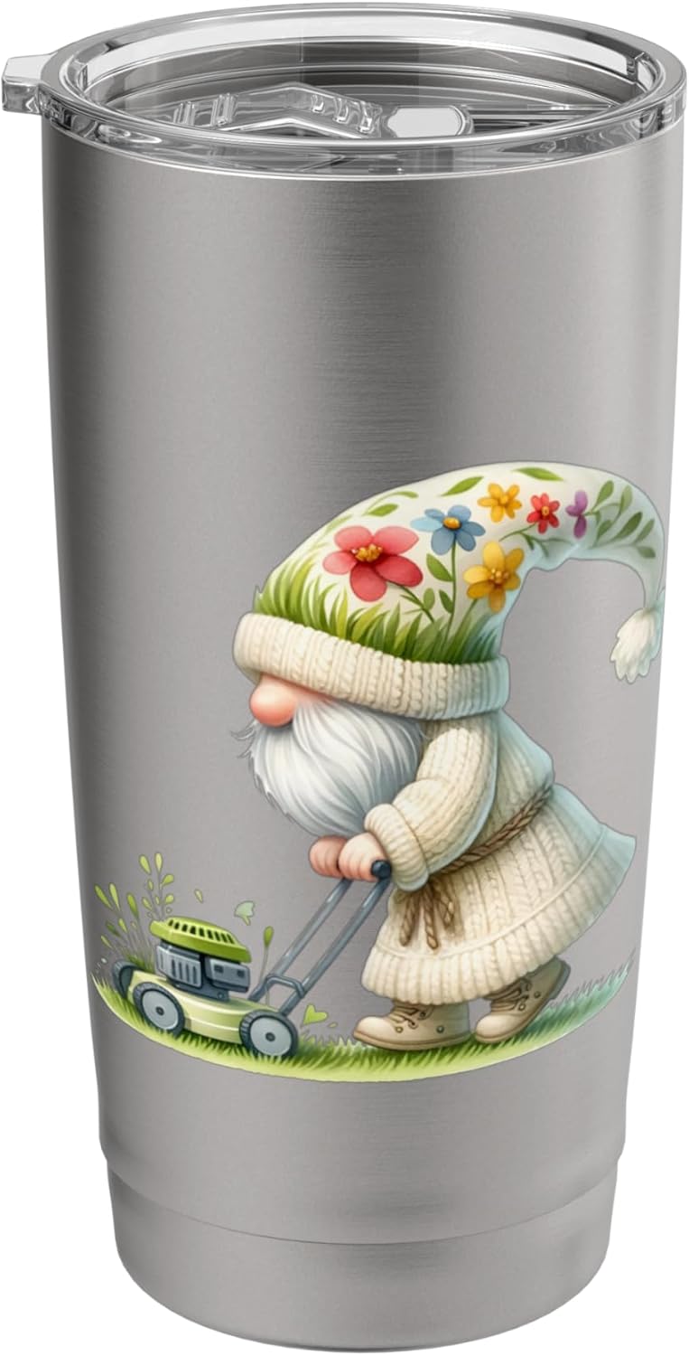 Funny Lawn Care Gnome Graphic For Gardeners And Lawn Lovers Stainless Steel Insulated Tumbler