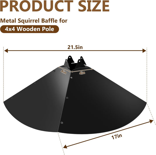 Metal Squirrel Baffle for 4x4 Post,Outdoor Squirrel Guard for Wooden T