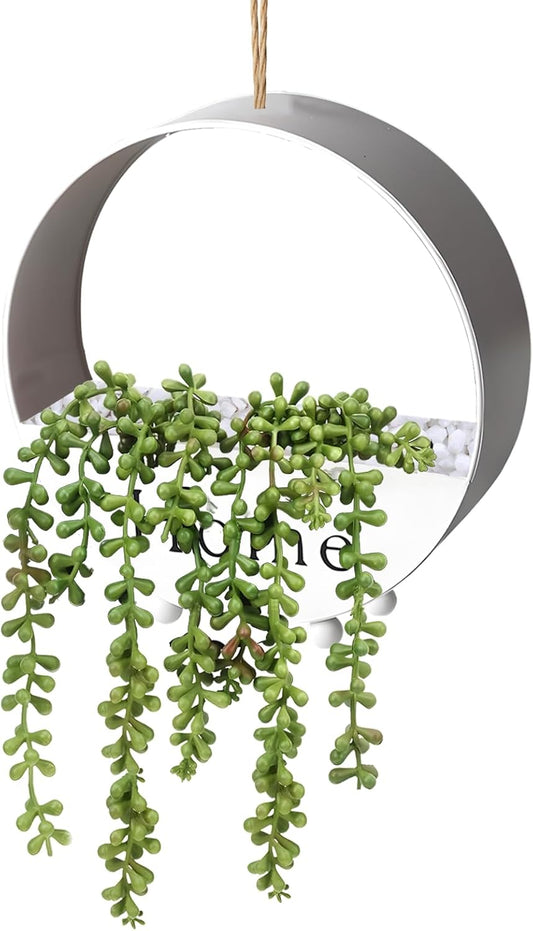 Artificial Succulent Plant Hanging Flowerpot,Wall Hanging Planters with Lanyard for Bedroom, Living Room Wall Plants Decor(1)