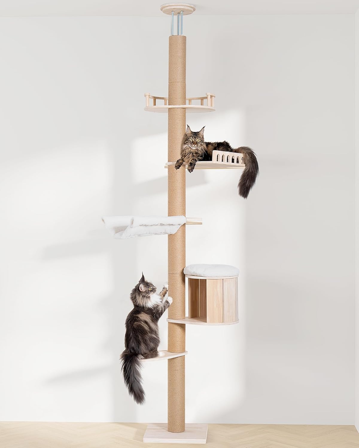 Tall Floor to Ceiling Cat Tree for Large Cats, Cat Tower with Scratchi
