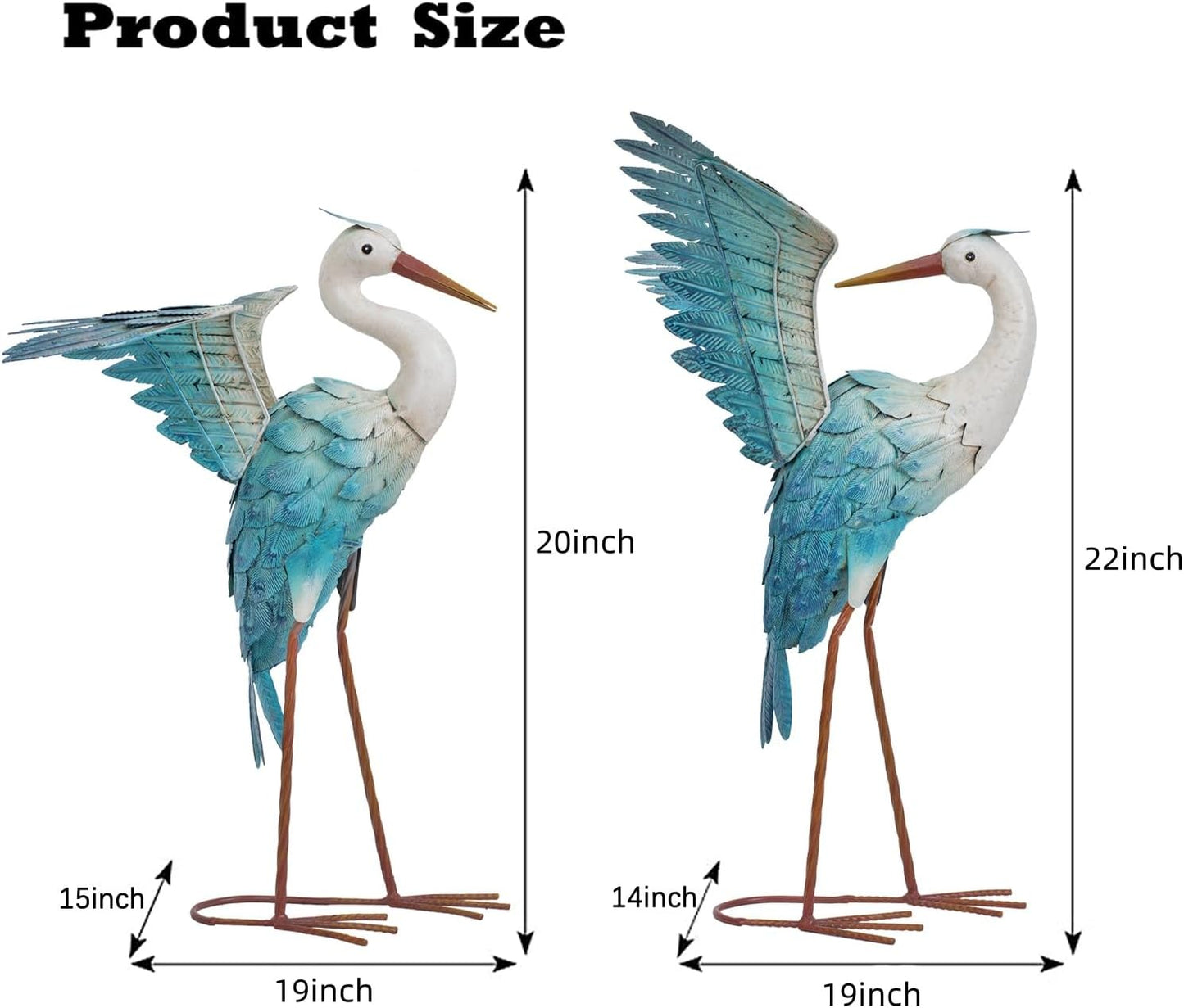 Natelf Garden Decor Blue Heron, Large Standing Metal Crane Garden Stat