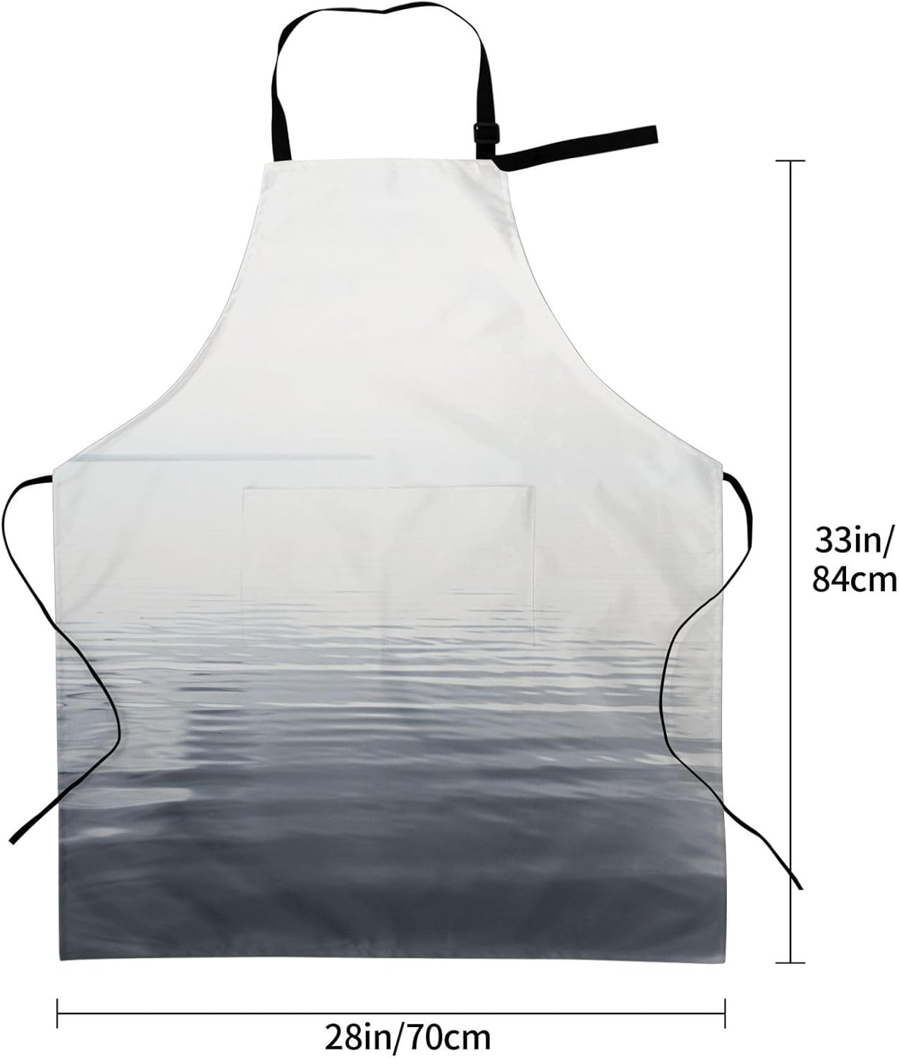 Black White Ocean print Waterproof apron with pocket adjustable cooking apron for adult kitchen bibs to bake