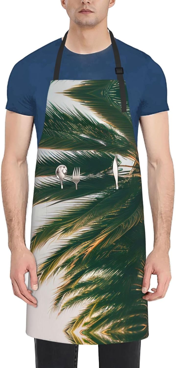 Los Angeles Palm Trees print Waterproof chef's apron with pocket apron for kitchen cooking baking barbecue and gardening