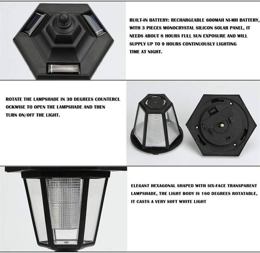 Garden Lights Outdoor Solar Light Waterproof Solar Power Hexagonal LED Lawn Lamp Pathway Courtyard Landscape Light Lamps(1pcs Spike Light)
