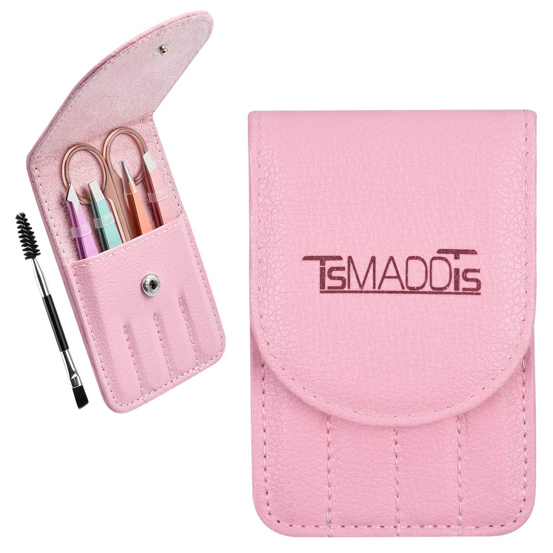 TsMADDTs 6 pcs Tweezers Set for Women, Eyebrow Tweezers with Curved Sc
