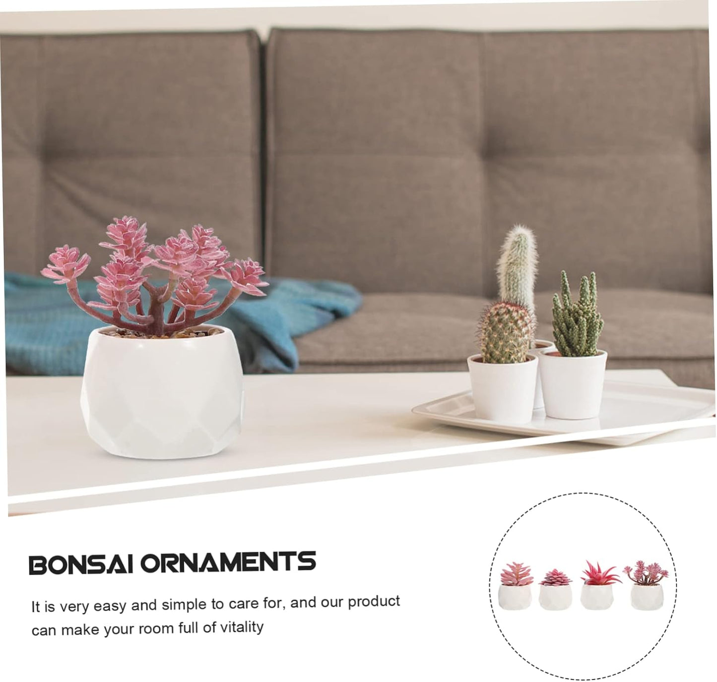 BESTOYARD 4pcs Simulated Plant Bonsai Realistic Desktop Potted Greener
