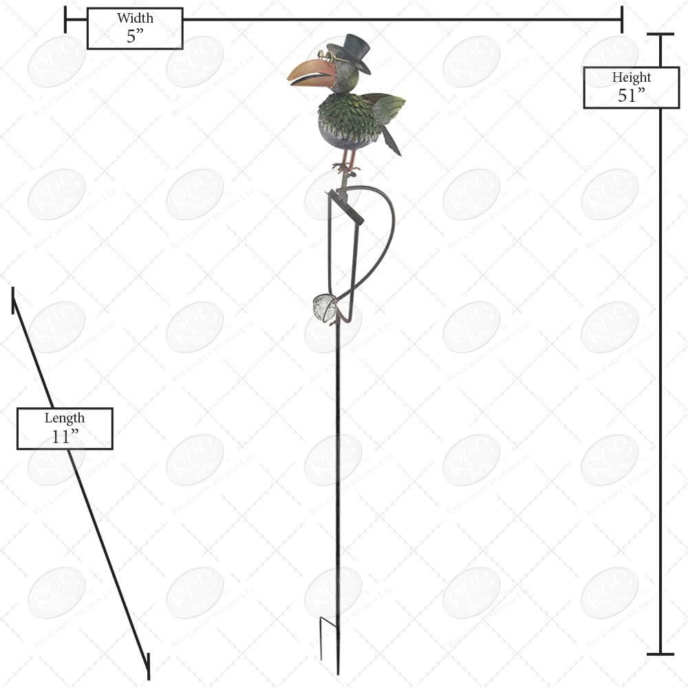 Red Carpet Studios Garden Stake Yard Art Metal and Glass Balance Rocker with 4-Prong Stake, 51" Tall, Wise Old Crow