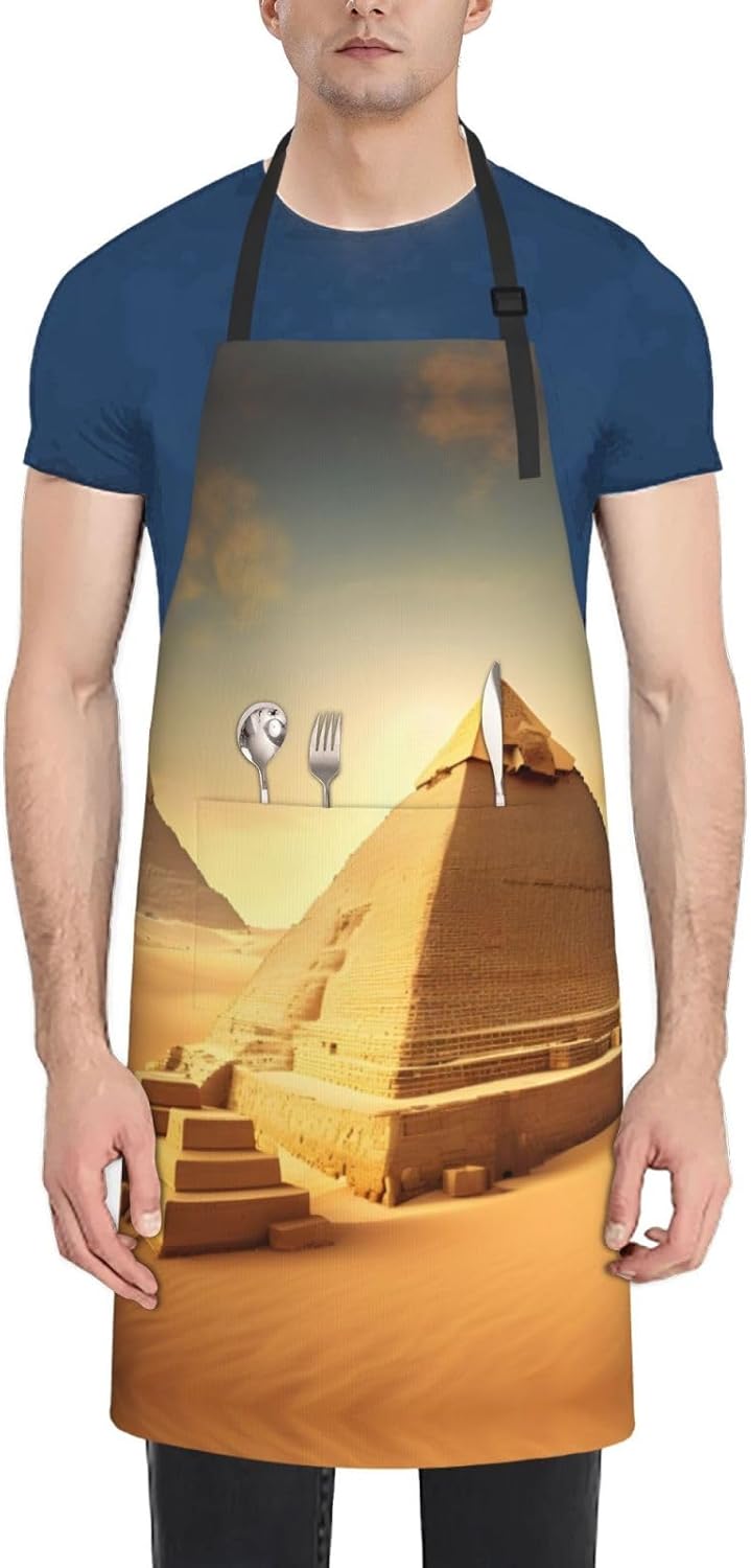 Egyptian Pyramid in Desert Print Laundry apron 28x33 In Waterproof Kit