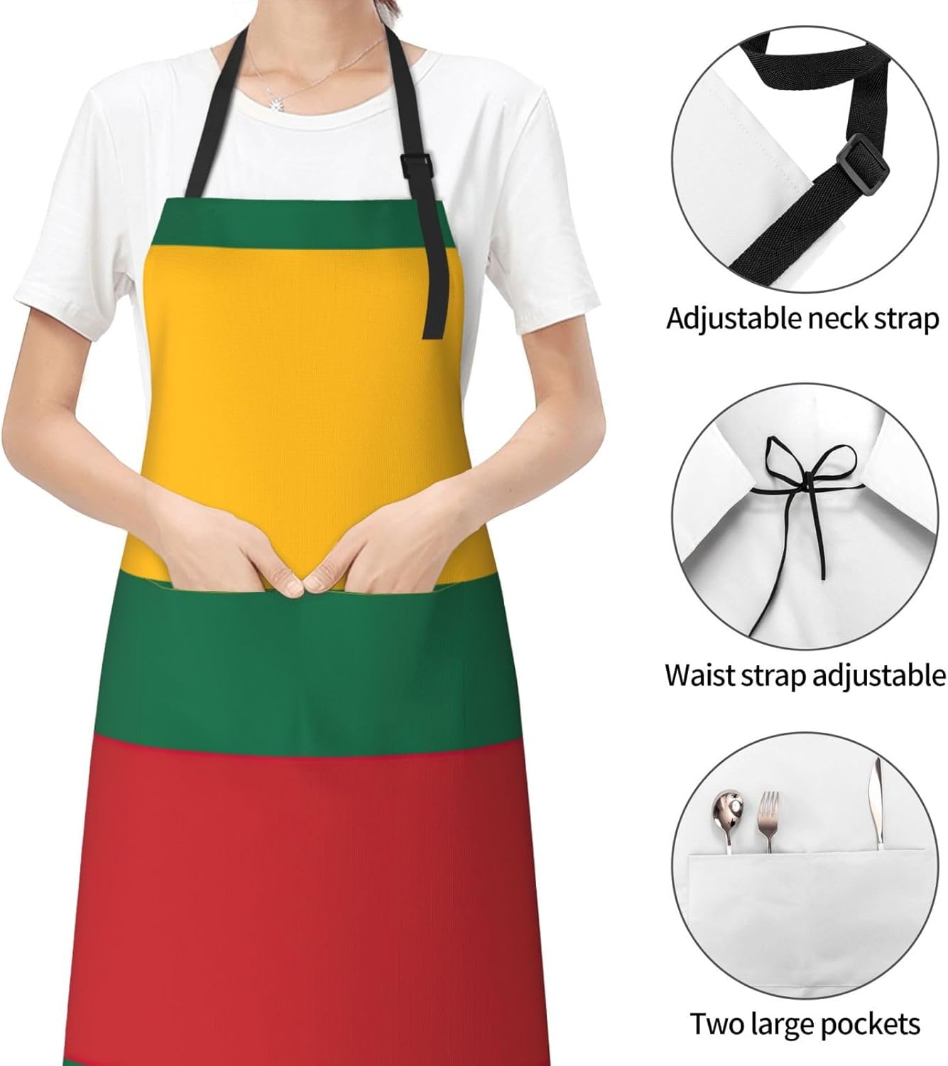Flag of Lithuania print Waterproof chef's apron with pocket apron for kitchen cooking baking barbecue and gardening