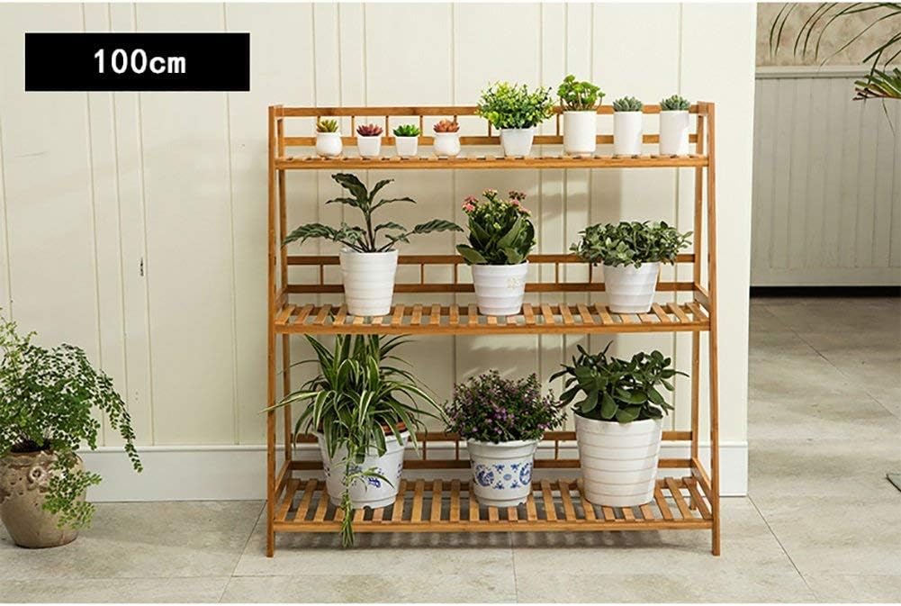 JF-Xuan Flower Stand Upgrade The 3-Level Solid Wood Flower Pot. Stand Ladder with Plant Stand in The Inner Multilayer Balcony Stand, Outdoor Living Room (Size: 100 \