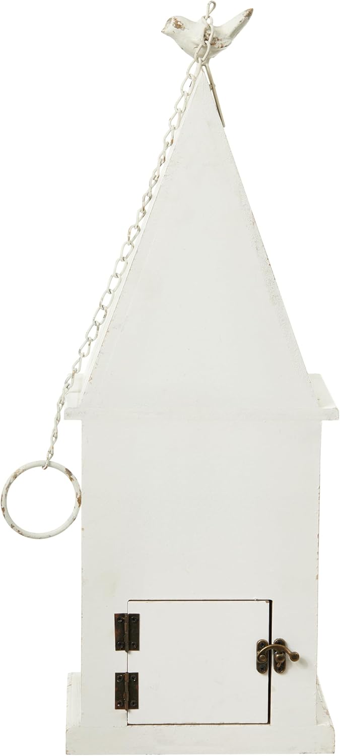 22.4" H Wooden Birdhouse, Hanging Bird Houses for Outside with Pole for Finch, Bluebird, Cardinals, Vintage Church Bird House Garden Patio, Distressed Wood Birdhouse Country Cottages