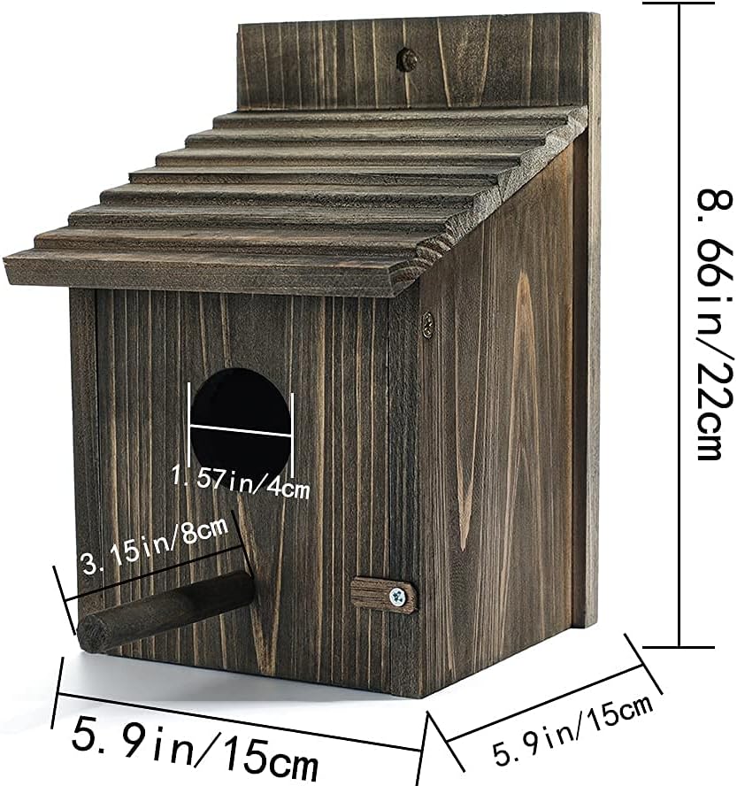 Weatherproof Bird House, Wooden Bird Houses for Outside with Pole, Durable Birdhouse for Finch, Bluebird, Cardinals, Hanging Birdhouse Garden Country Cottages