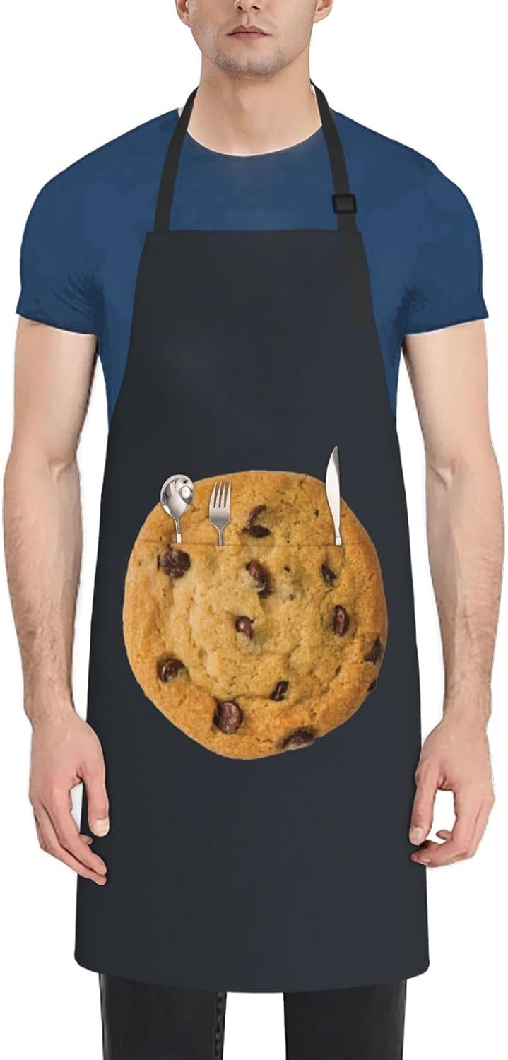 Chocolate Cookie print Waterproof apron with pocket adjustable cooking