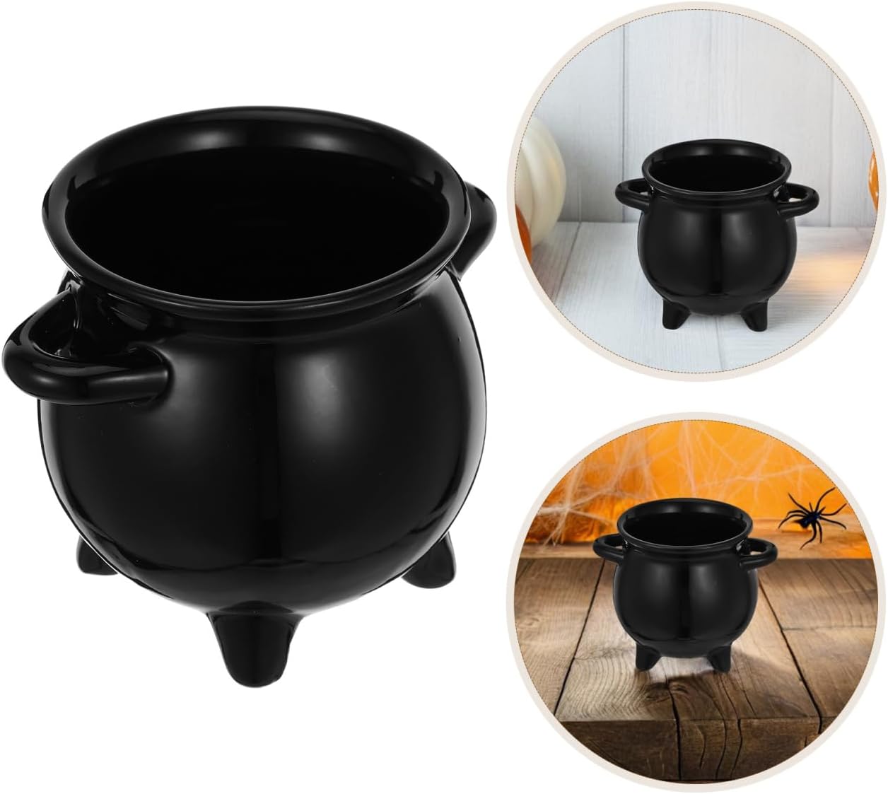 BESTOYARD Halloween Candy Jar Ceramic Cauldron Planter Small Pot for Kitchen Storage and Party Treats Unique Witch Design