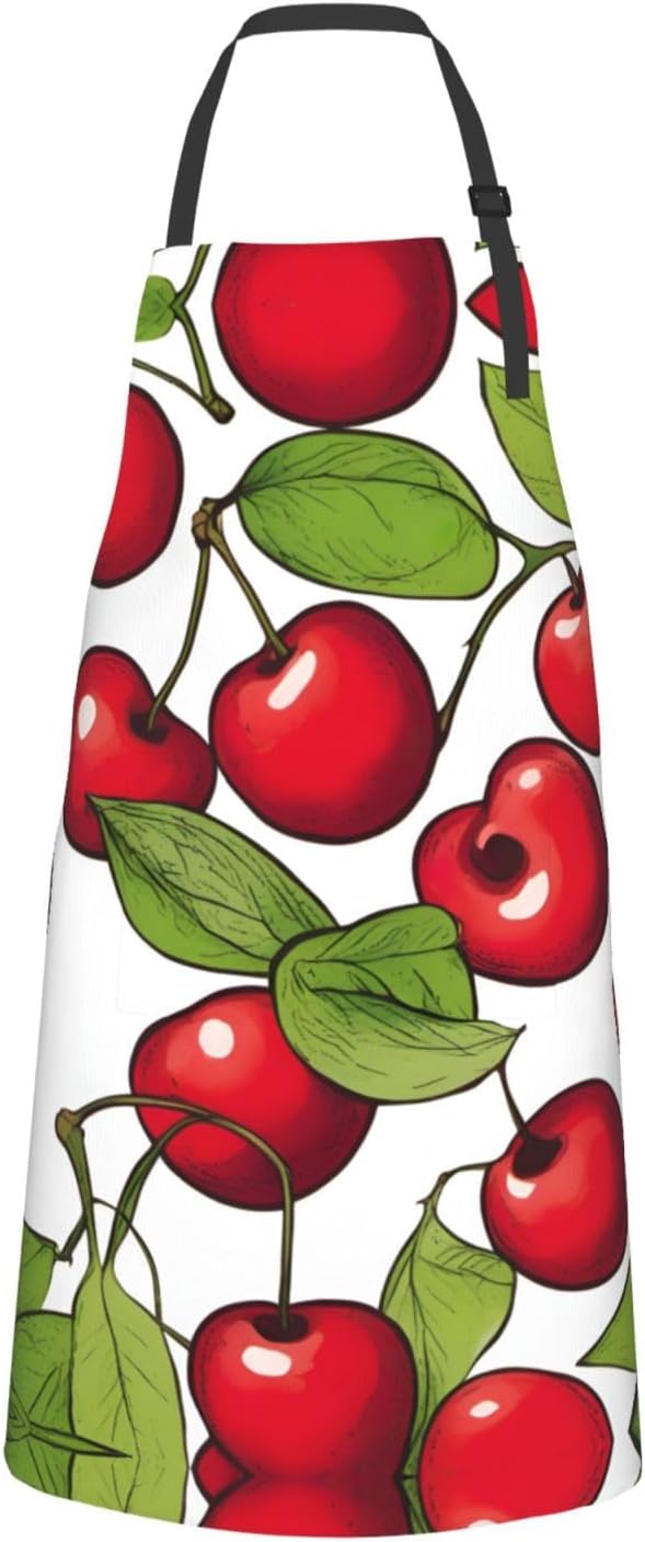 lovely sweet red cherry 3 print Waterproof chef's apron with pocket apron for kitchen cooking baking barbecue and gardening