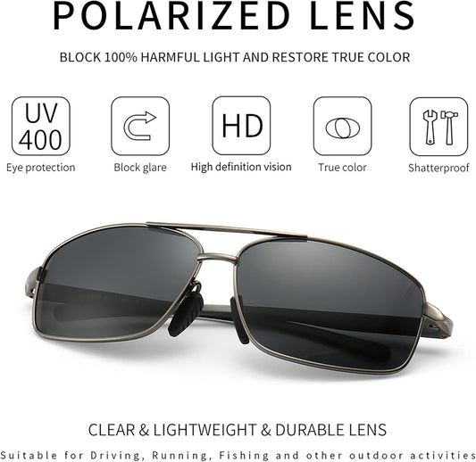 SUNGAIT Ultra Lightweight Rectangular Polarized Sunglasses Men UV400 P