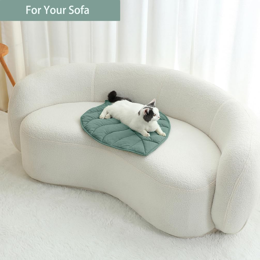 30 X 20 Inch Leaf Shaped Cotton Cat Bed Pad, Warming Cat Mat, Pet Warm