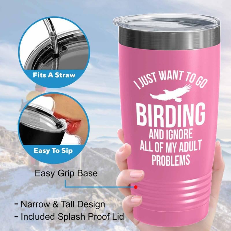Birding Pink Edition Viking Tumbler 20oz - Go birding - Bird Feeder Ba