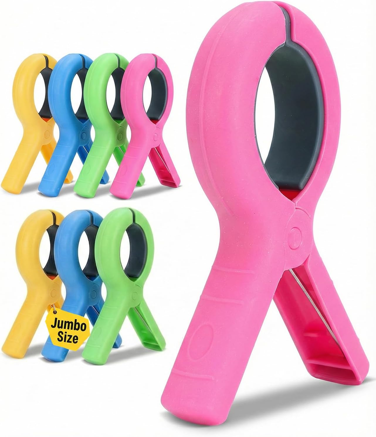 5.1 Inch Jumbo Beach Towel Clips for Beach Chairs, 8 Pack Towel Clip for Chair Cruise Pool, Clothes Pins Jumbo Size 4 Colors