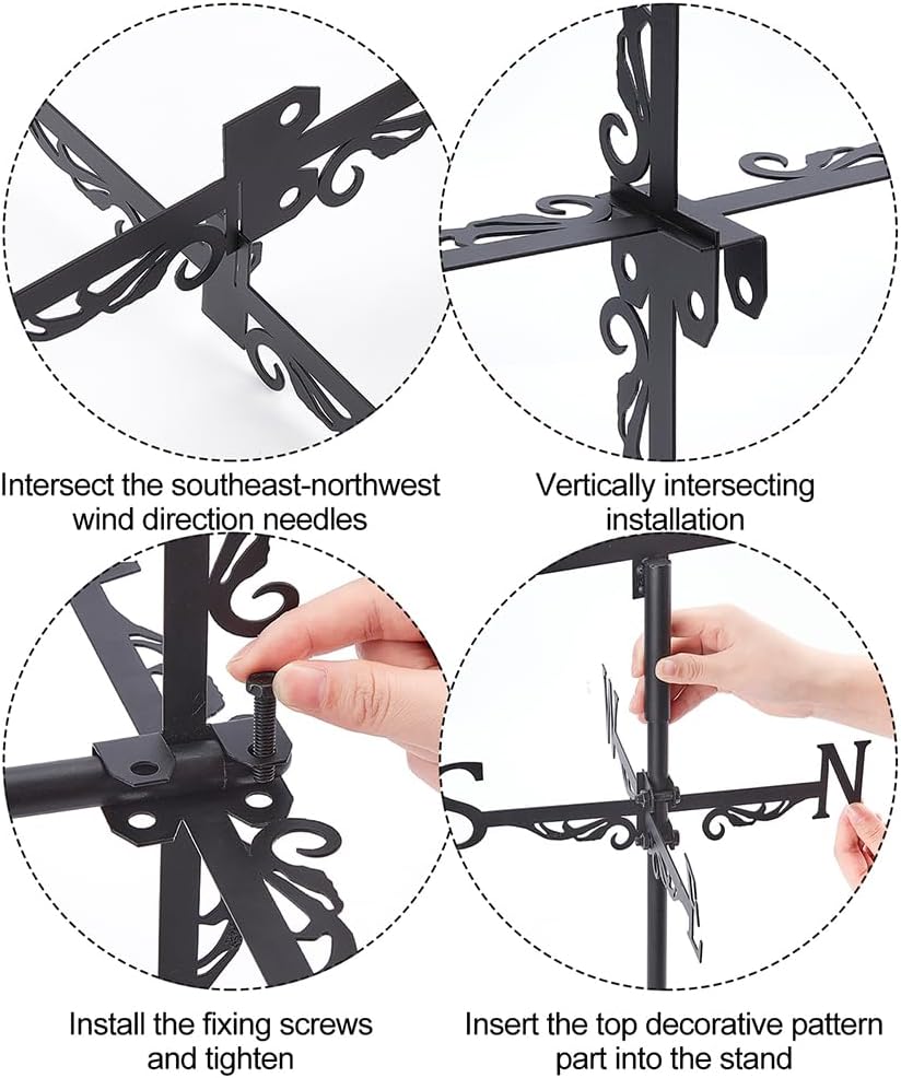 SUPERDANT Parrot Weather Vane Macaw Wind Vanes for Yard Animal Bird with Flower Metal Weathervane Roof Mount for Gardens Outside Black Weathervanes Farmhouse Farm Barn Sheds Patio Decorations