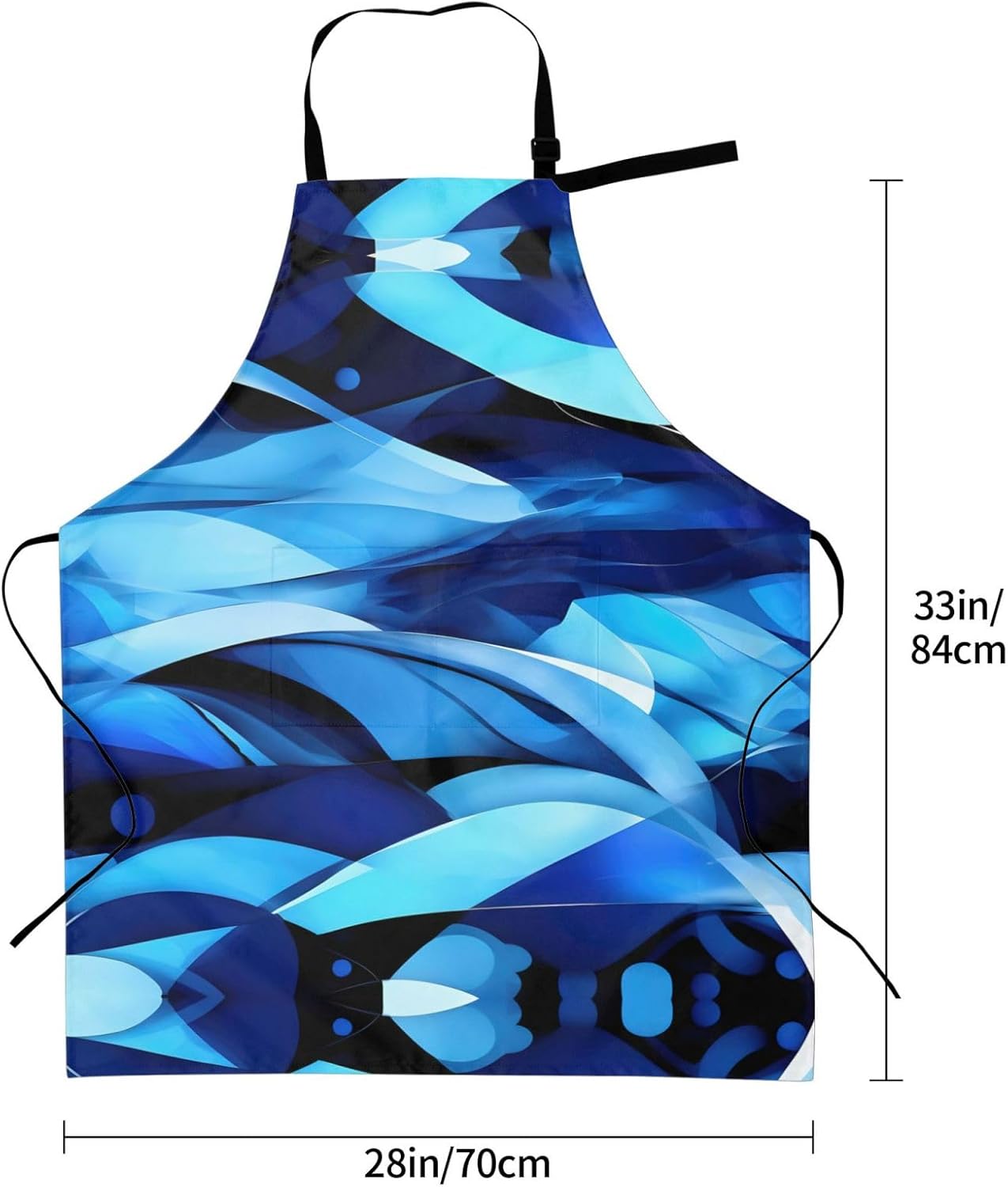 Abstract Blue Print Laundry apron 28x33 In Waterproof Kitchen Apron with Pockets for Cooking Baking