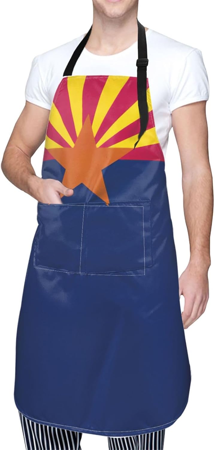 Arizona state flag print Waterproof chef's apron with pocket apron for kitchen cooking baking barbecue and gardening