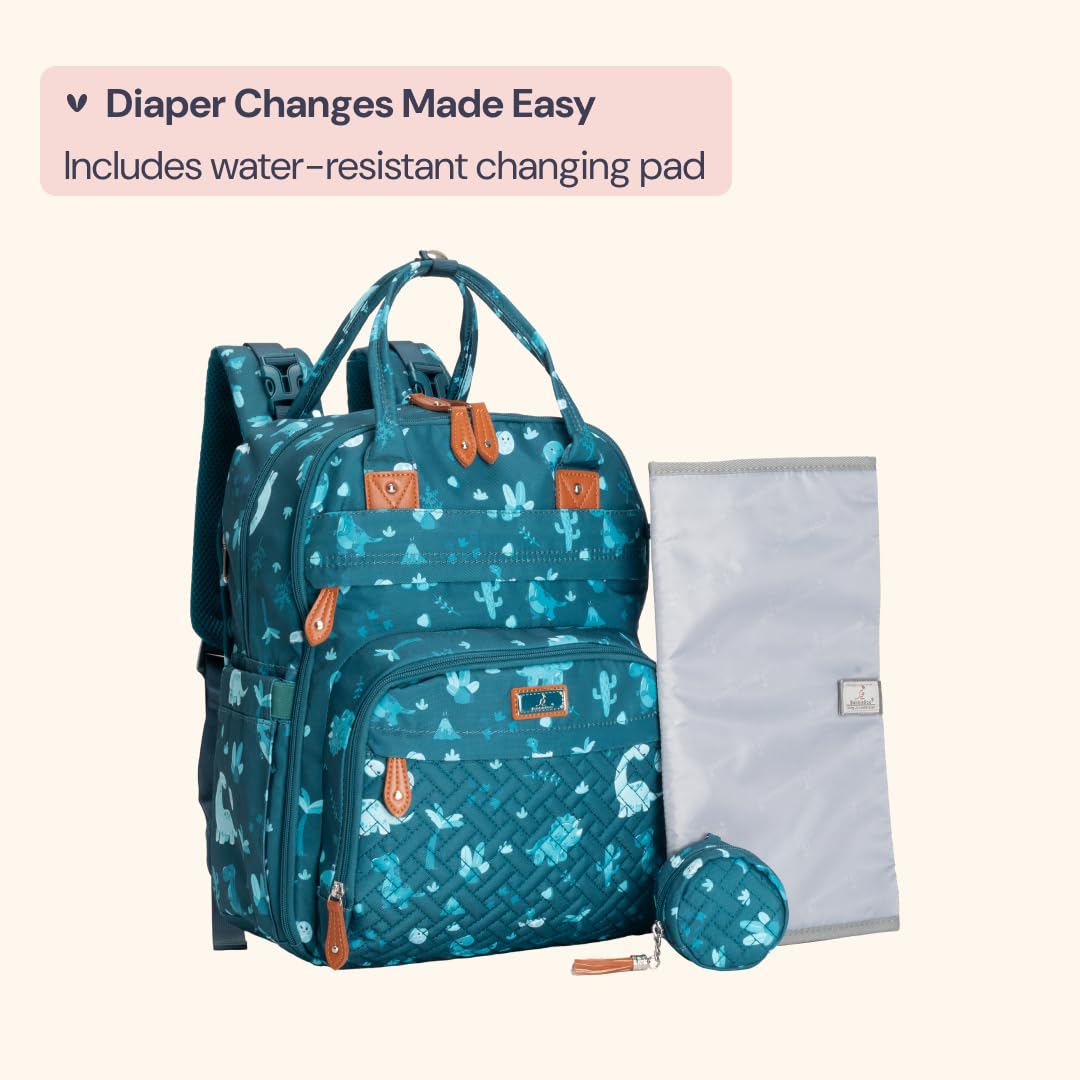 BabbleRoo Diaper Bag Backpack - Baby Essentials Travel Tote - Multi Fu