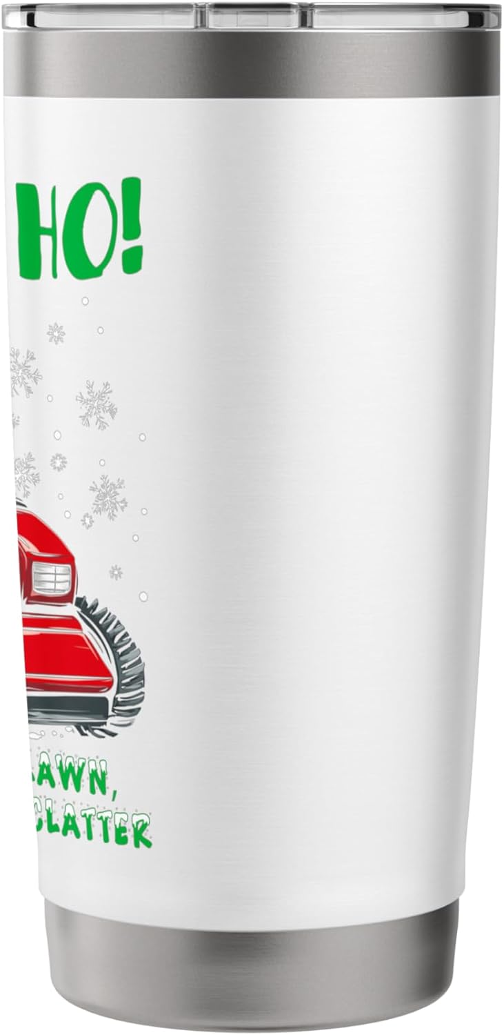 Santa Riding Mower Funny Christmas Lawn Service Ugly Sweater Stainless Steel Insulated Tumbler