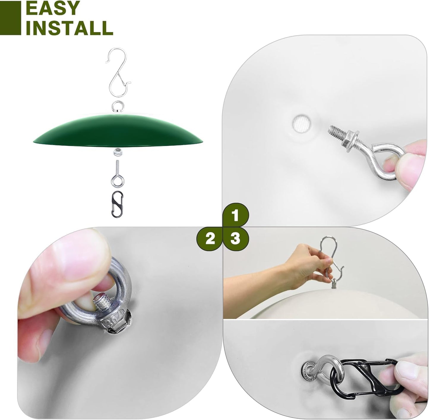 13" Bird Feeder Rain Cover,Bird Feeder Dome,Hummingbird Feeder Squirrel Guard,Proof Bird Feeders Baffle,Smart Birds Feeder's Umbrella(Green), 2Pack
