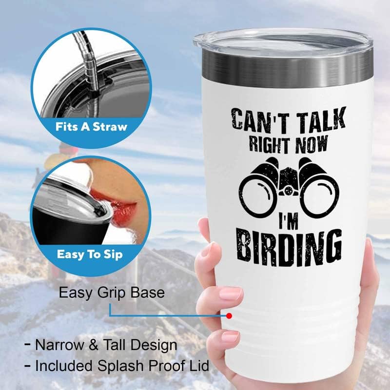 Bird Lover White Edition Viking Tumbler 20oz - Can't Talk Right Now - 