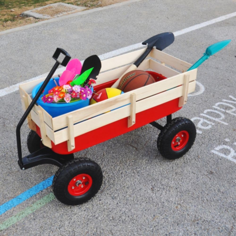 Garden Cart Utility Wagon 176 LBS Loading Capacity Steel Garden Wagon 
