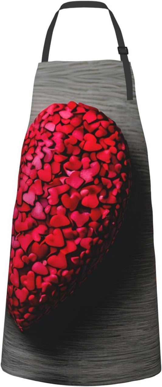 Falling Red Hearts print Waterproof chef's apron with pocket apron for kitchen cooking baking barbecue and gardening