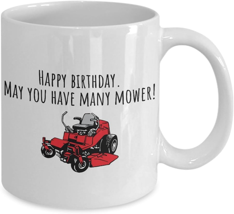realpeoplegoods Lawn Mower Birthday Gift - Yard Care, Gardening Present - Funny Birthday Mug - May You Have Many Mower - Football Pitch Maintenance