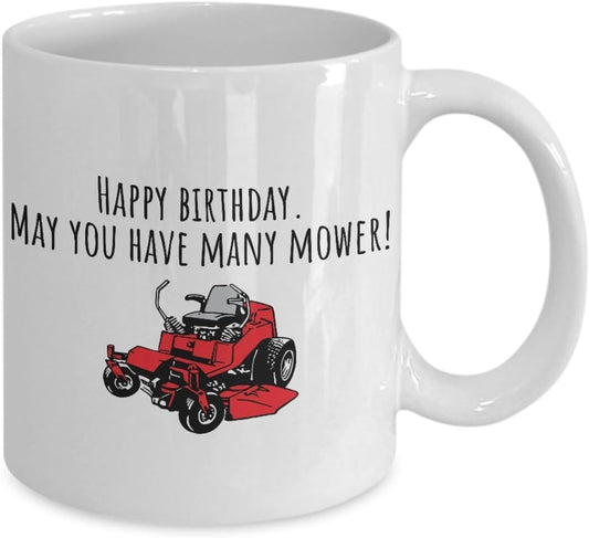 realpeoplegoods Lawn Mower Birthday Gift - Yard Care, Gardening Present - Funny Birthday Mug - May You Have Many Mower - Football Pitch Maintenance