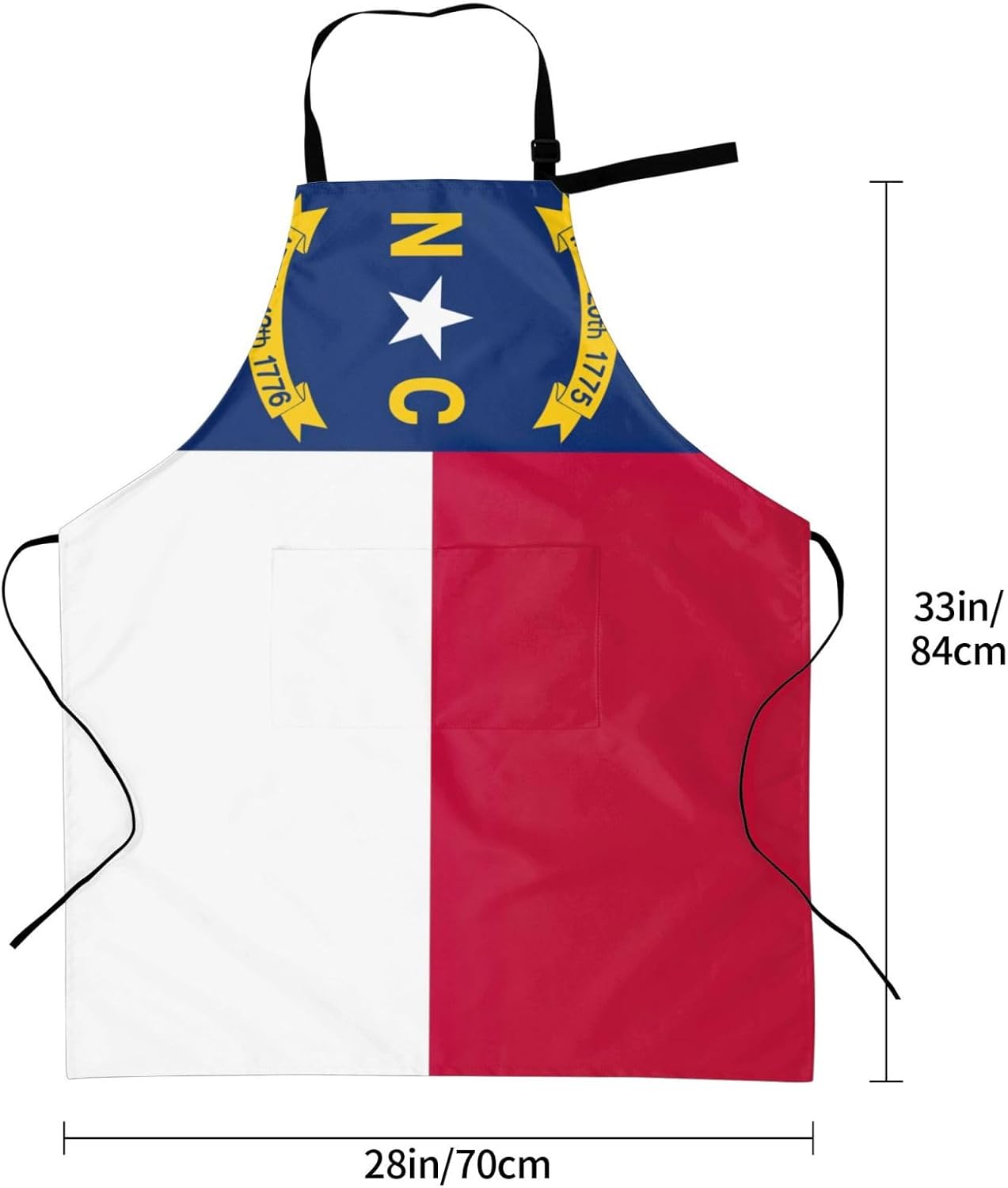 North Carolina state flag print Waterproof apron with pocket adjustable cooking apron for adult kitchen bibs to bake