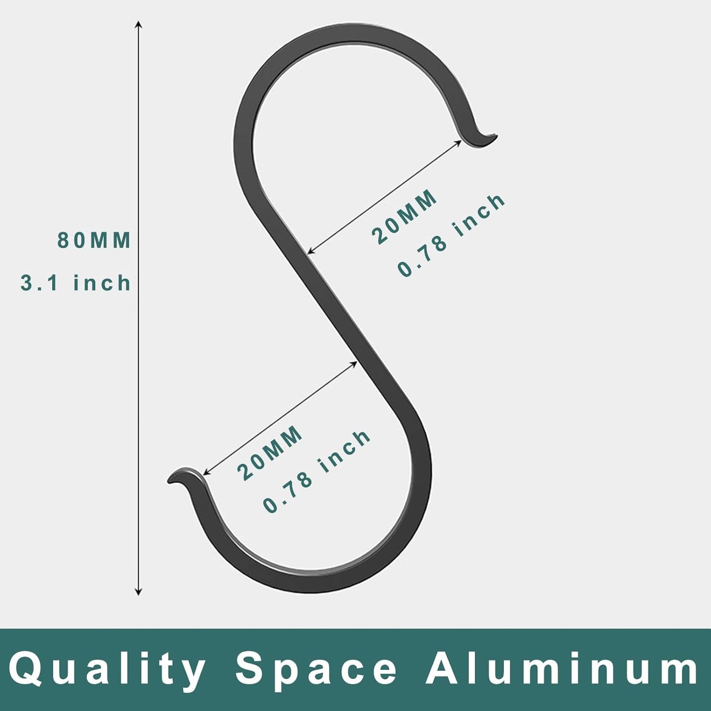 15Pcs S Shaped Hooks Matte Finish S Hooks Aluminum Heavy Duty S Hooks 