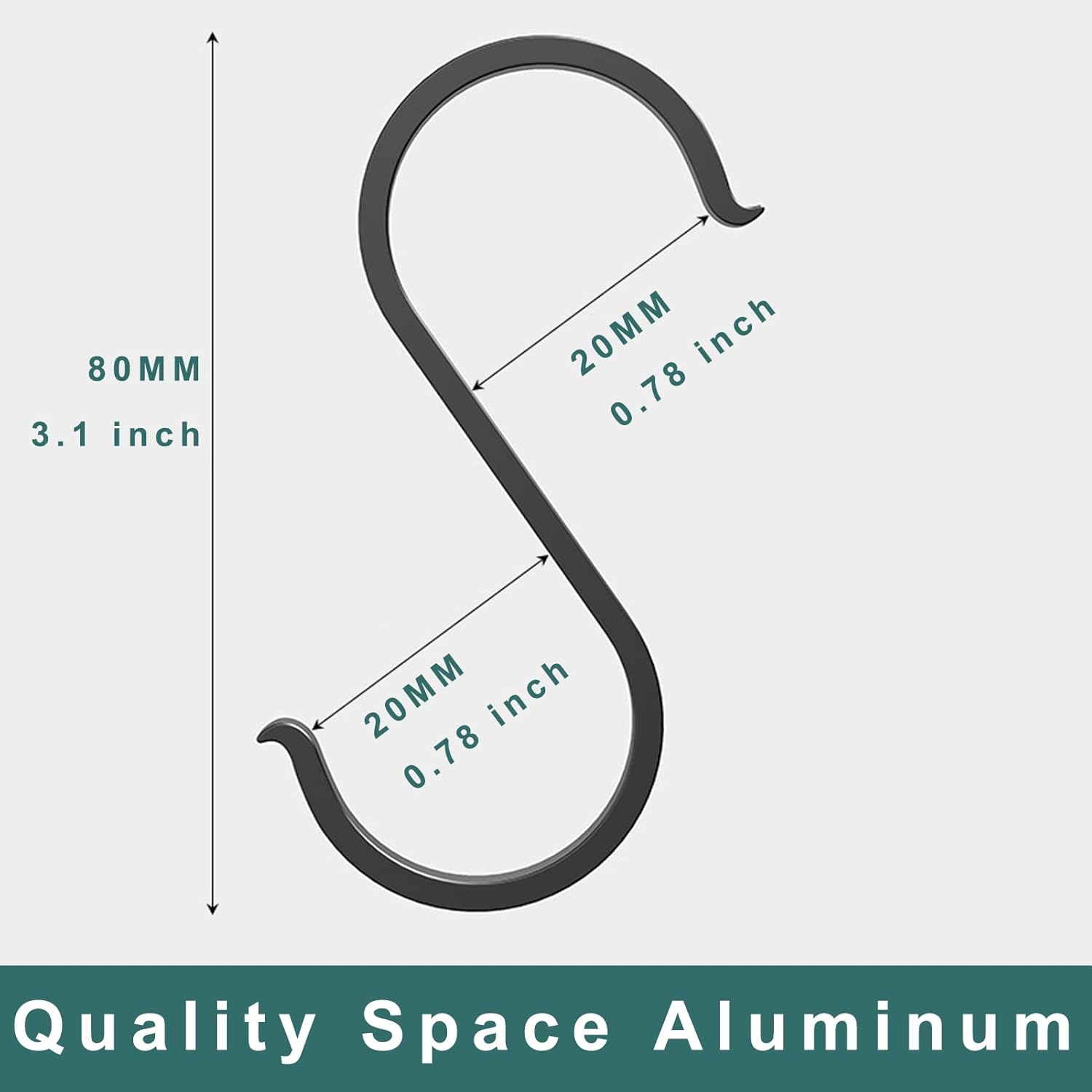 15Pcs S Shaped Hooks Matte Finish S Hooks Aluminum Heavy Duty S Hooks 